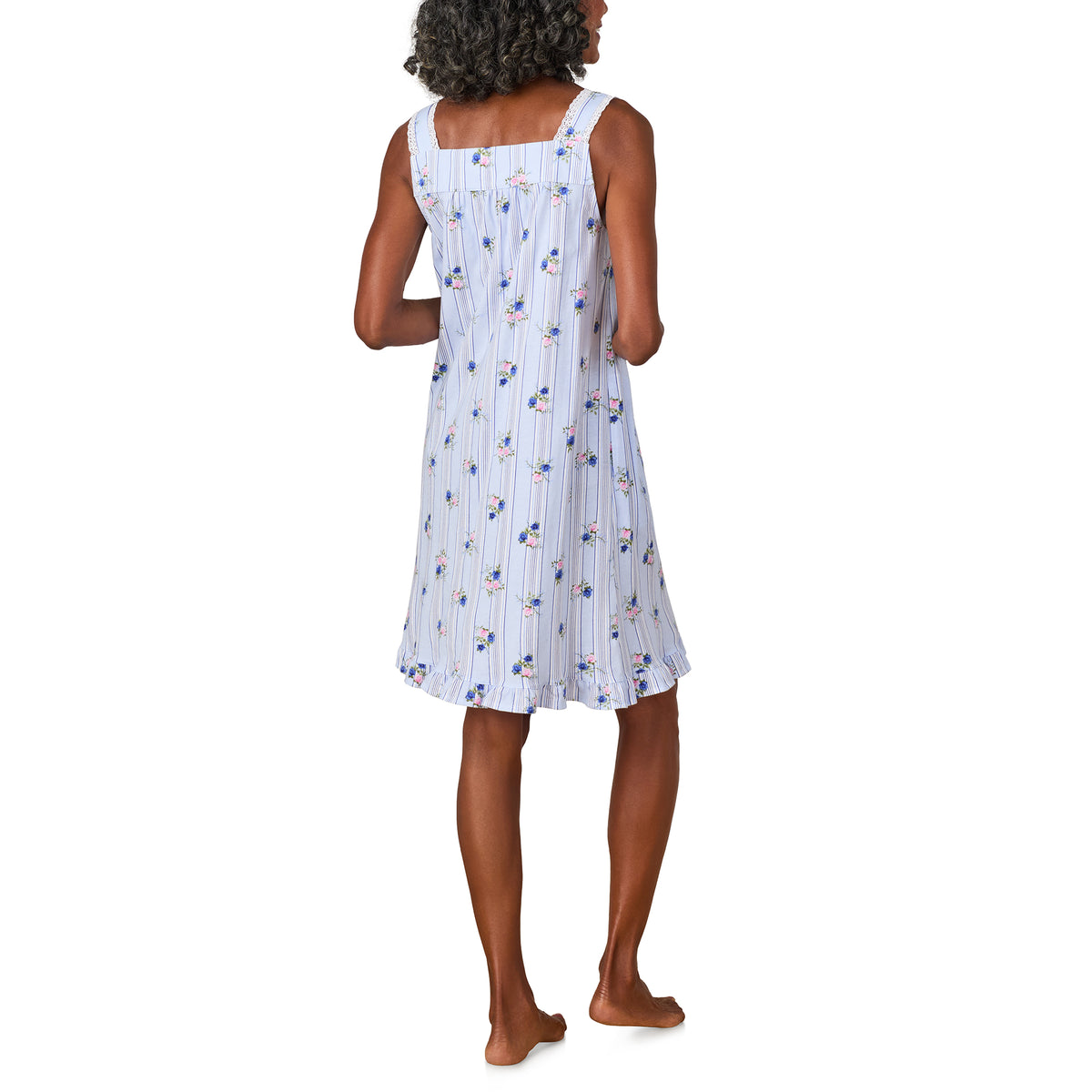 A lady wearing Rose Stripe Cotton Jersey Chemise