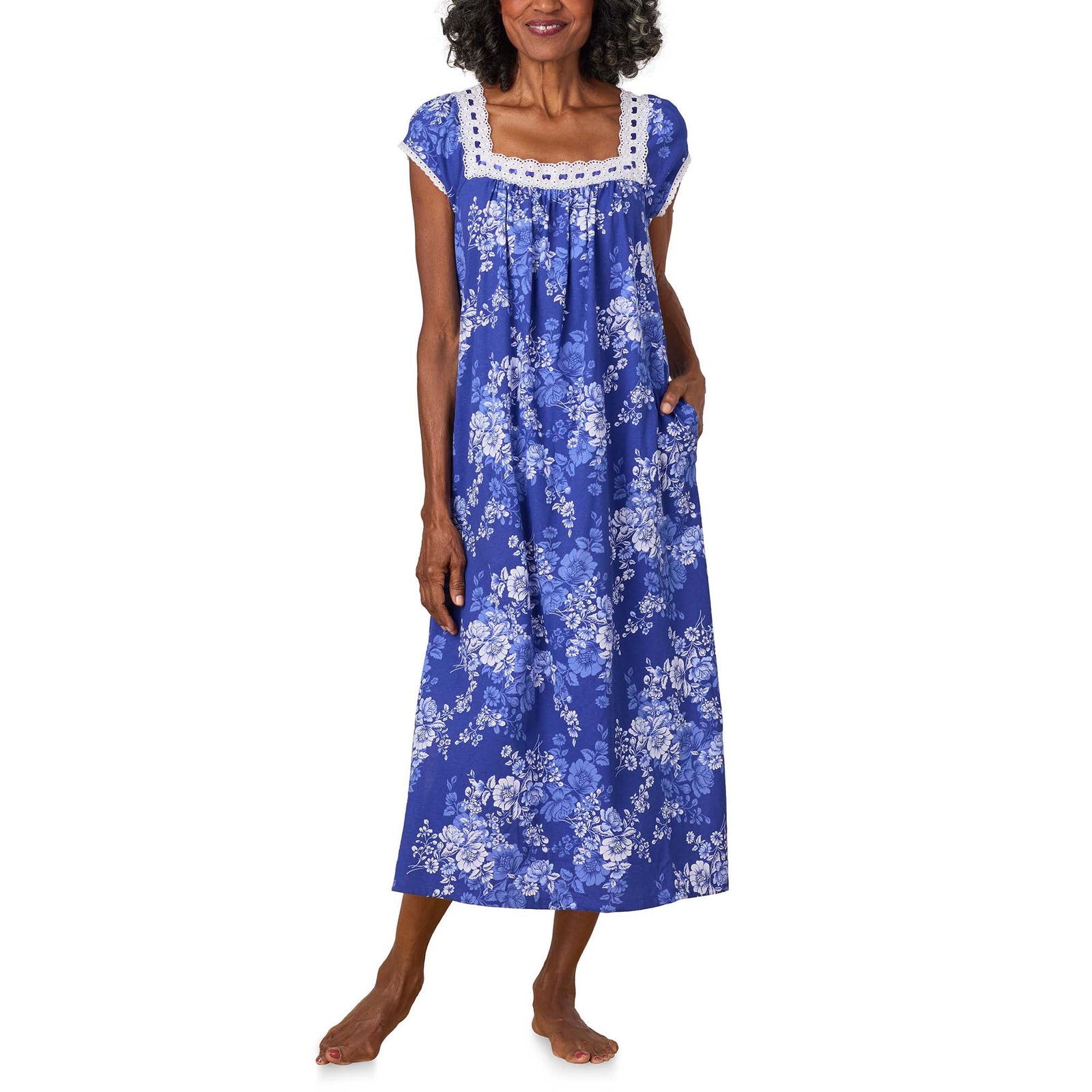 A lady wearing Midnight Blooms Cotton Jersey Ballet Gown