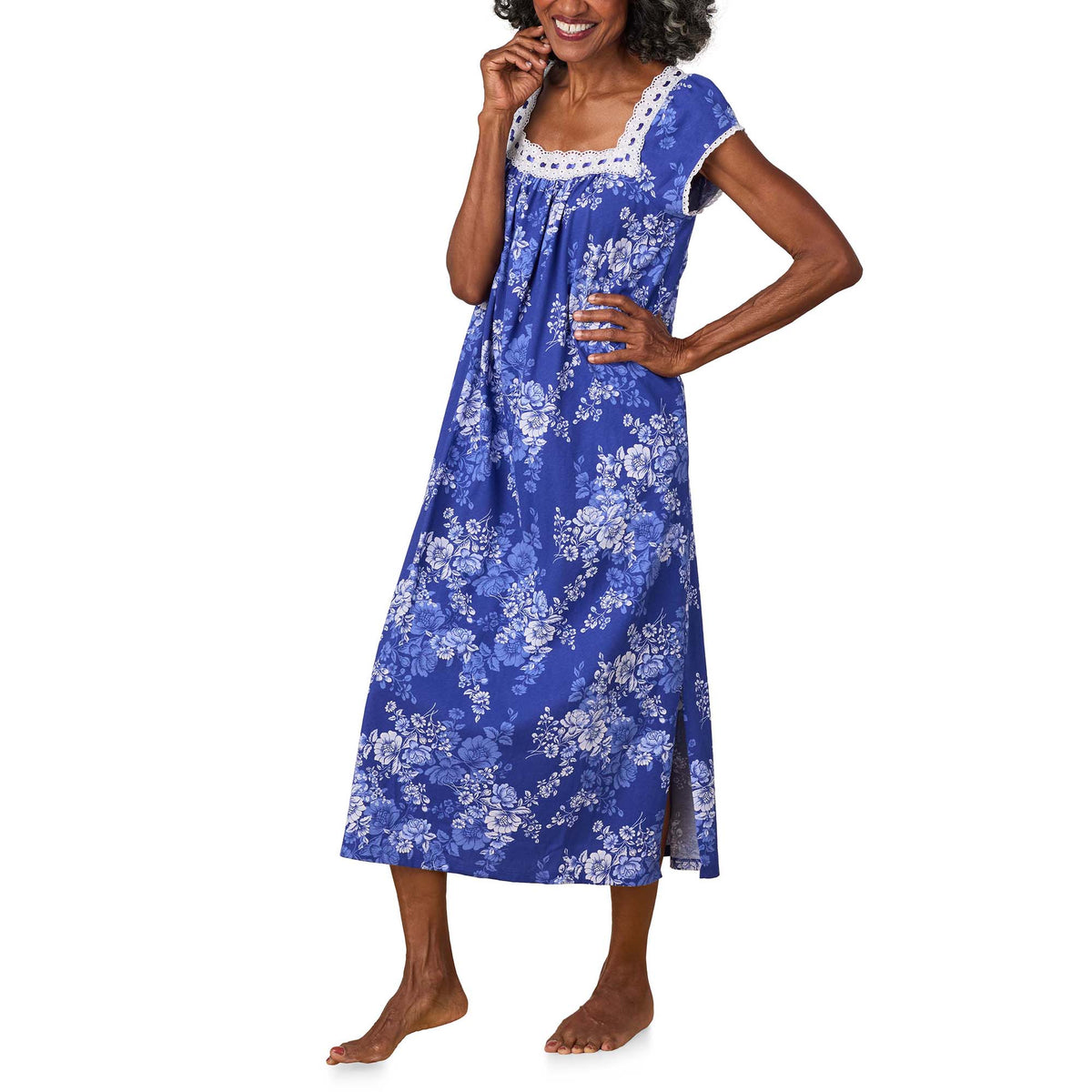 A lady wearing Midnight Blooms Cotton Jersey Ballet Gown