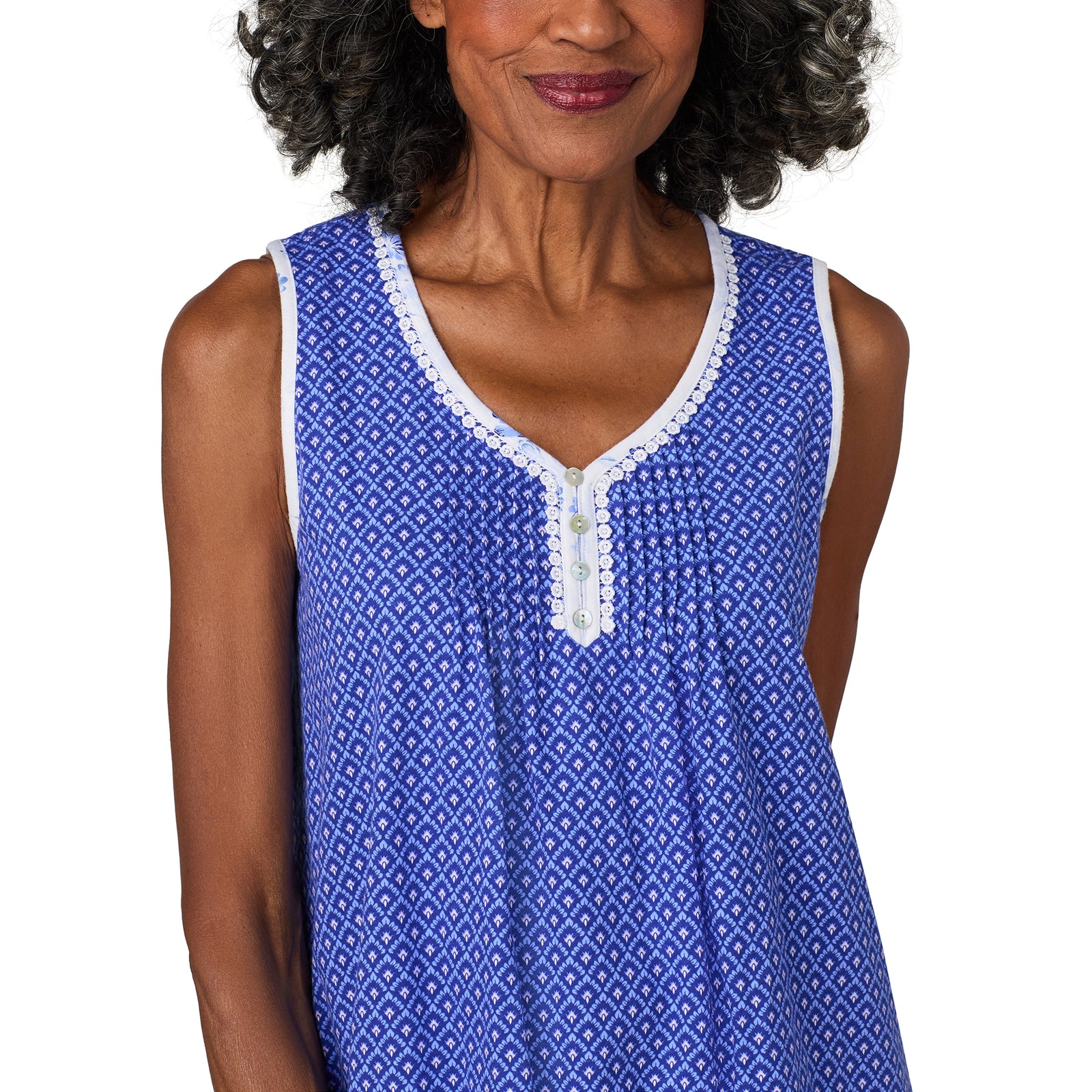 A lady wearing Blue Dream Cotton Jersey Travel Set