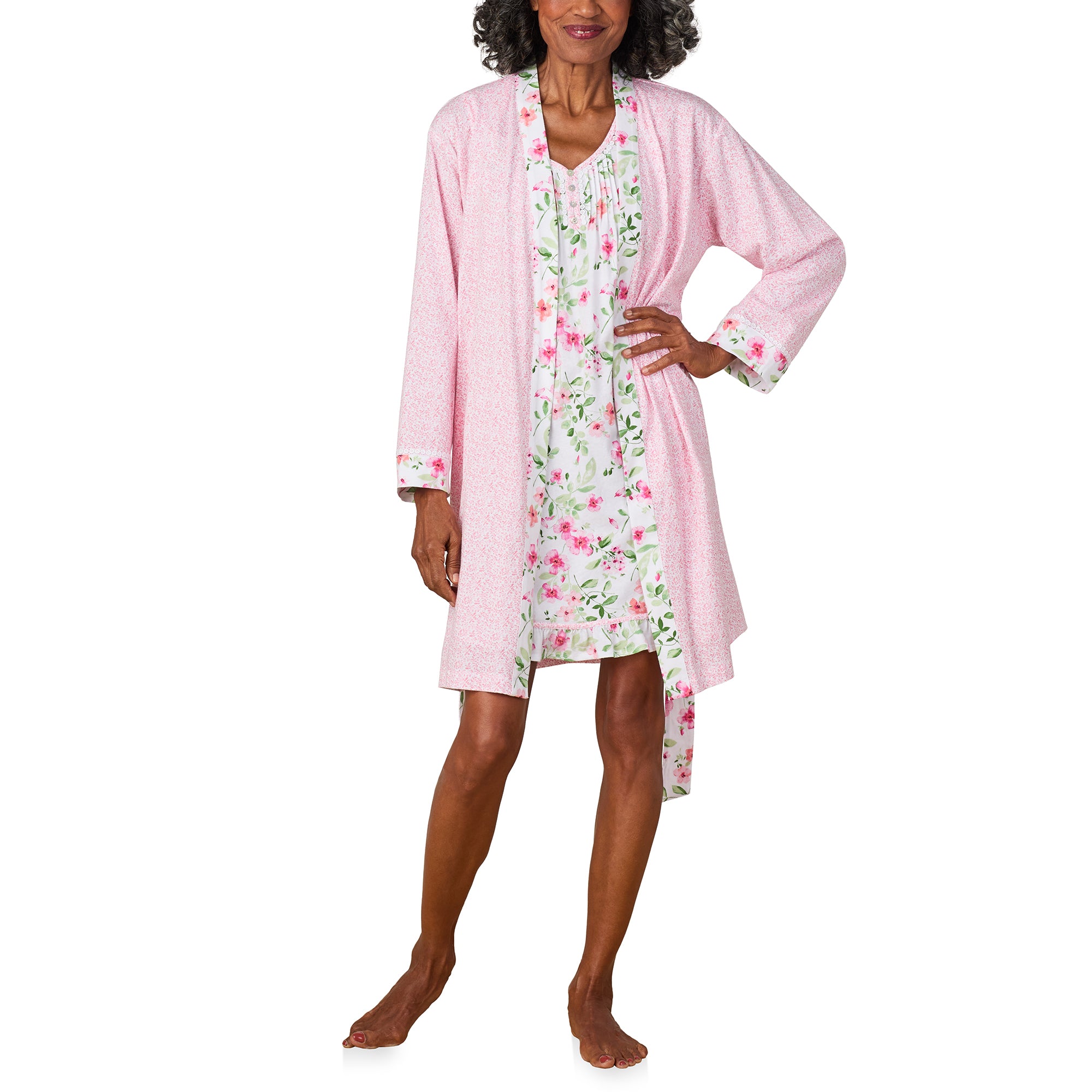 A lady wearing Spring Garden Cotton Jersey Travel Set