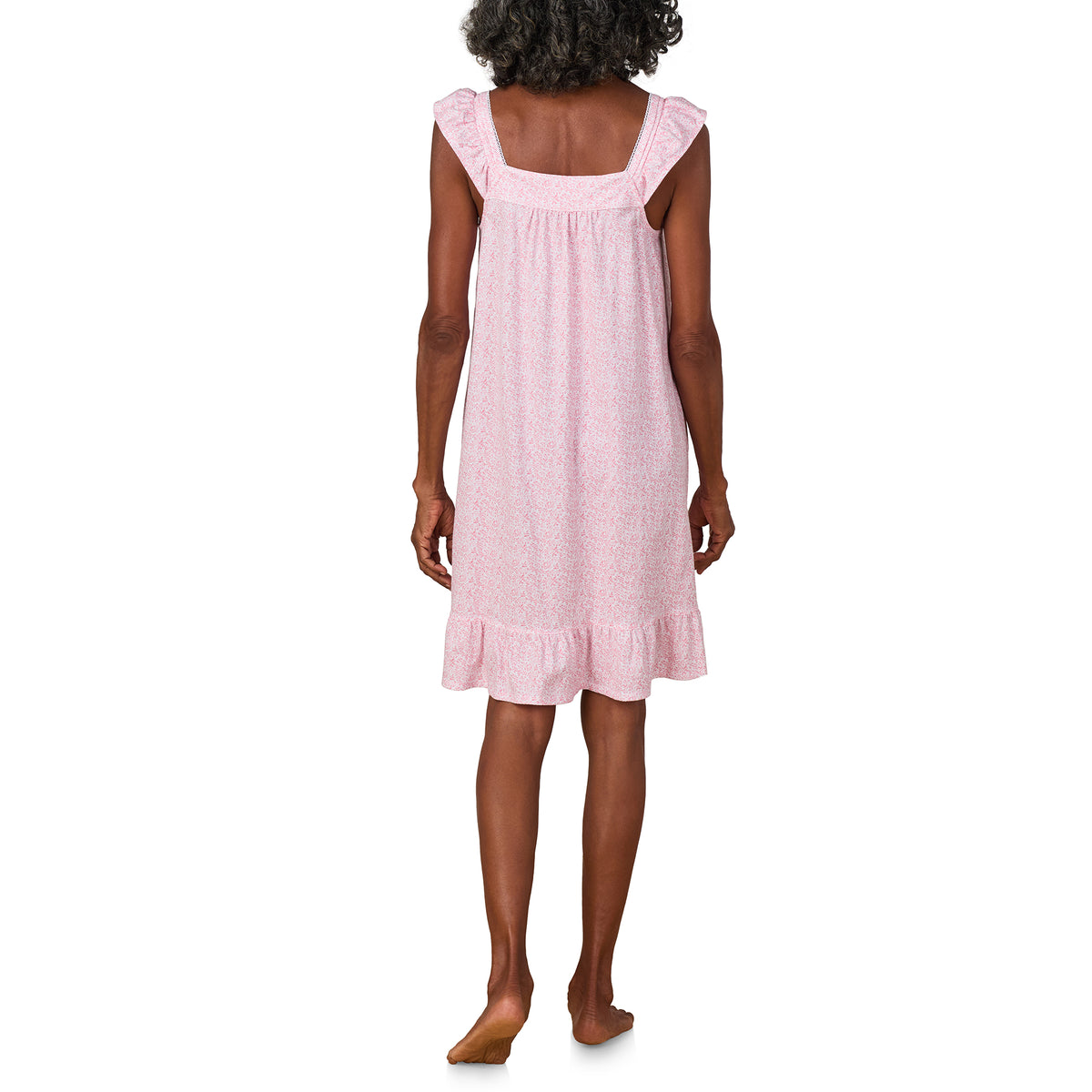 A lady wearing Cloral Leaf Cotton Short Chemise