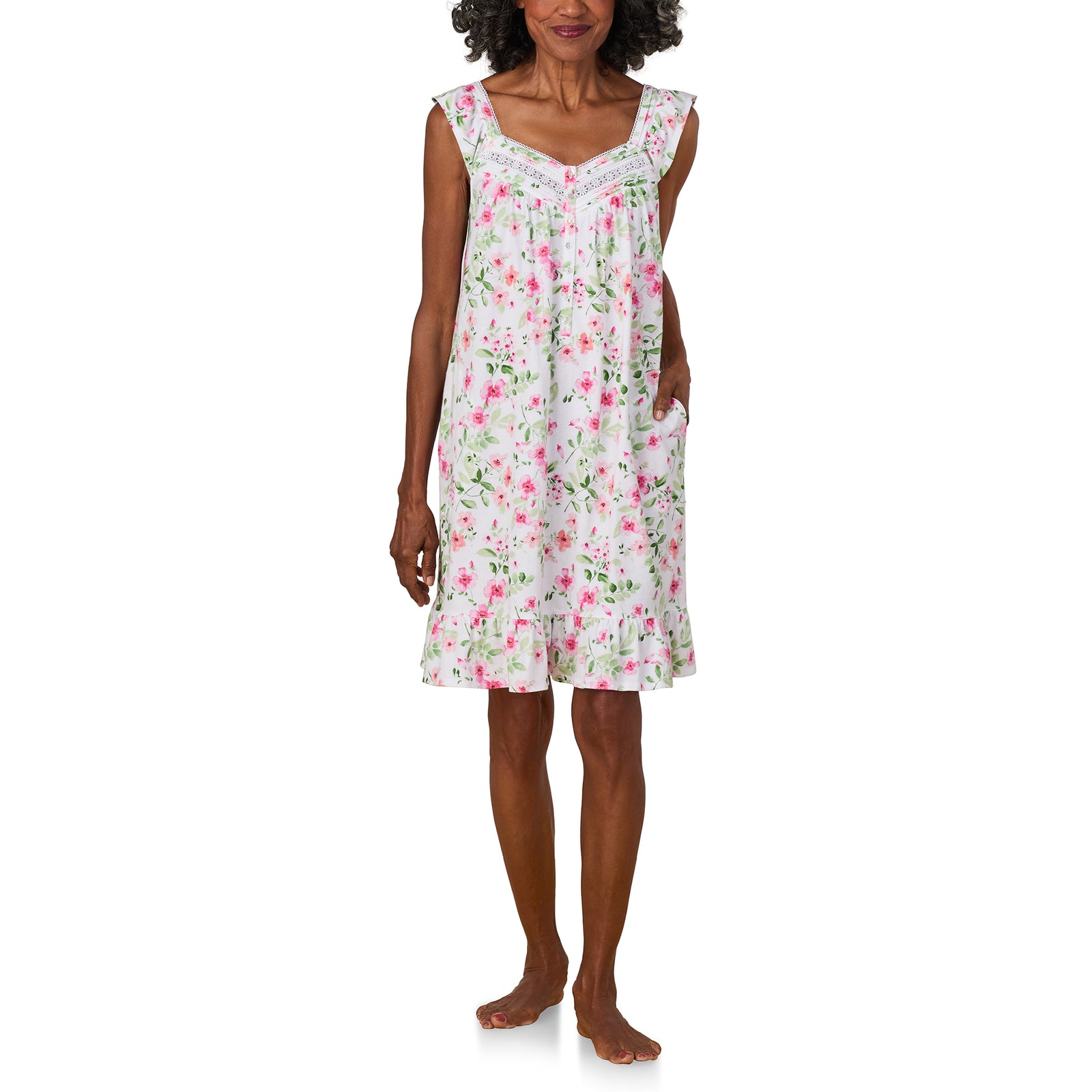 A lady wearing Cottage Dream Cotton Short Chemise