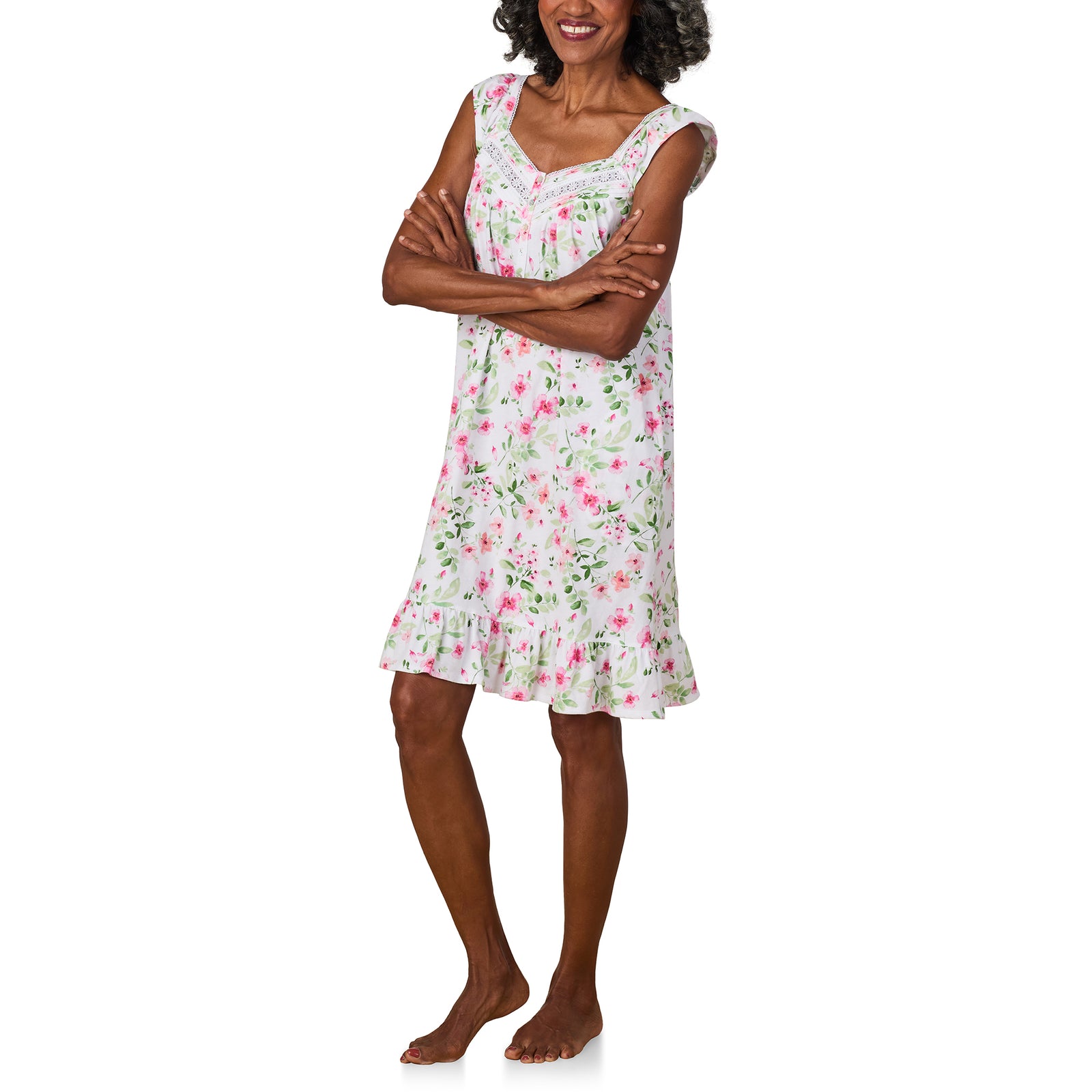 A lady wearing Cottage Dream Cotton Short Chemise