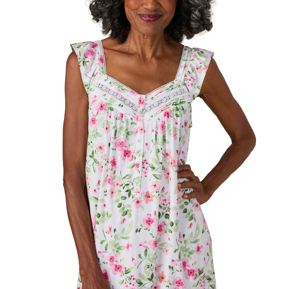 A lady wearing Cottage Dream Cotton Short Chemise