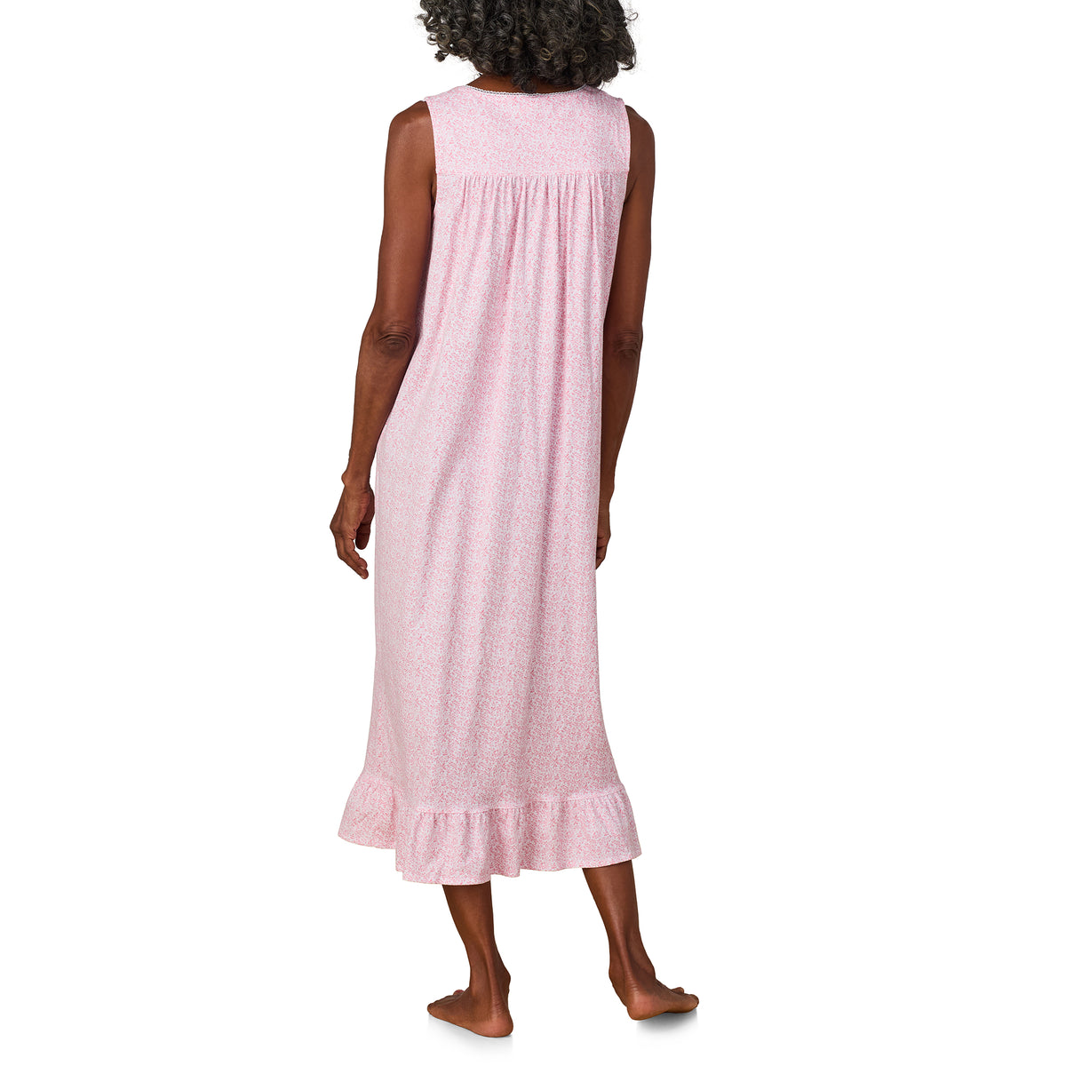 A lady wearing Coral Leaf Cotton Ballet Nightgown