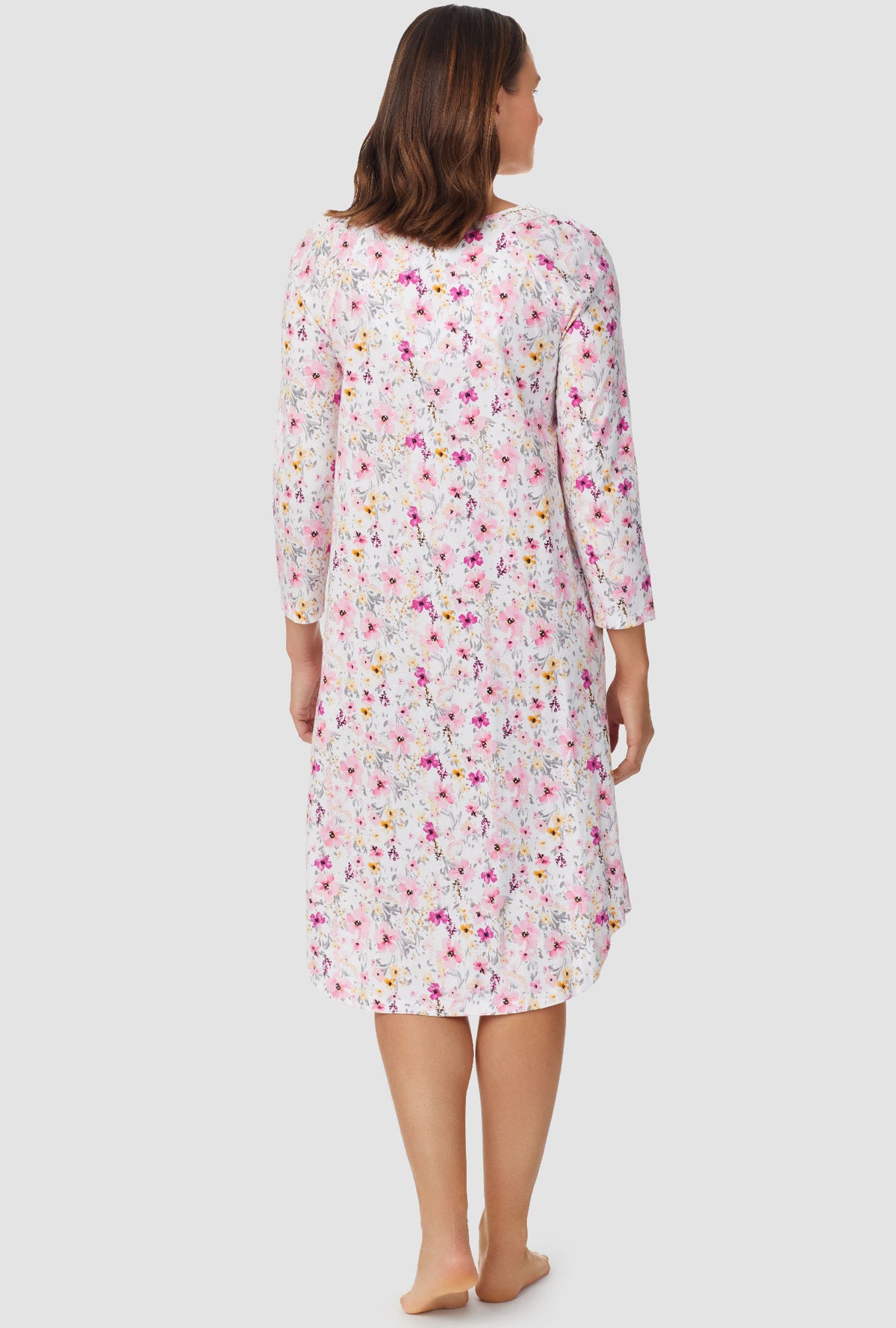 Pink and Magenta Floral 3/4 Sleeve Nightgown