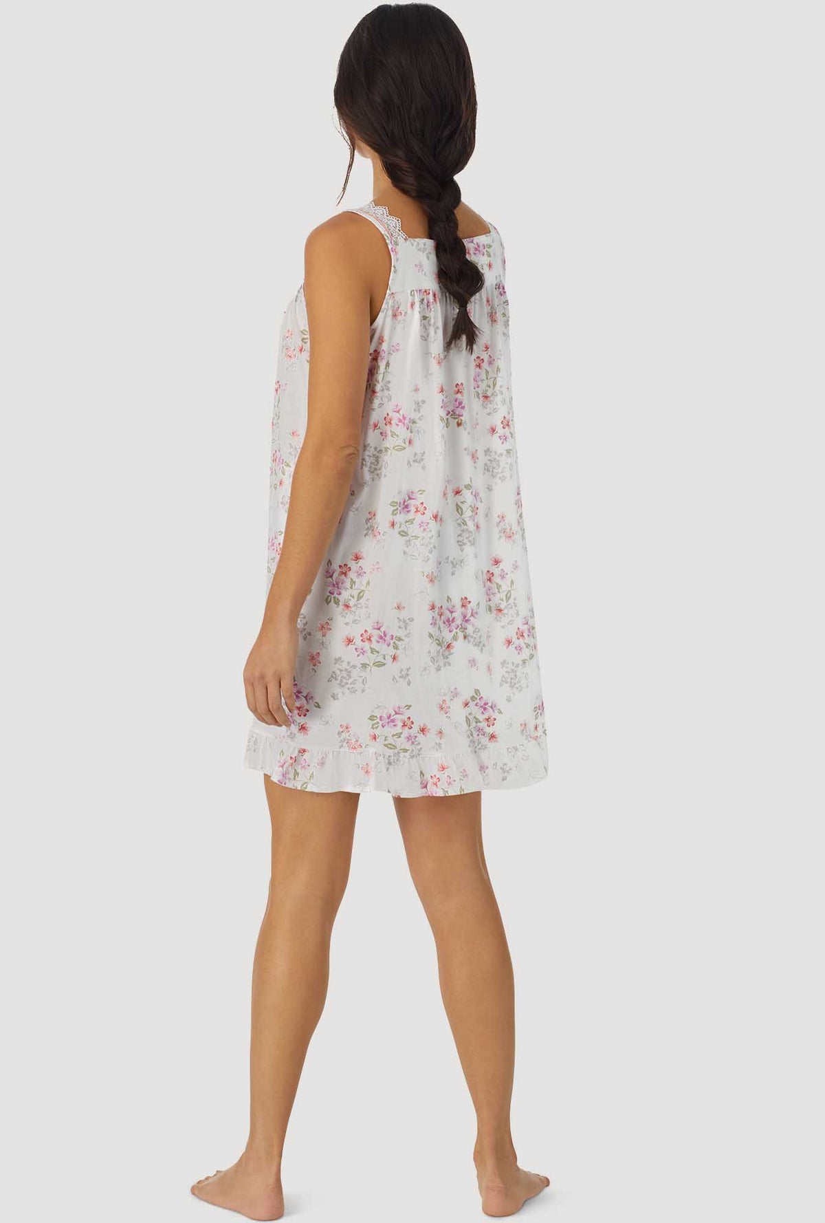 Coral and Lilac Floral Bouquet Sleeveless Chemise