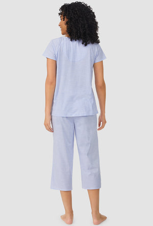 Consciously Cozy Short Sleeve Capri Pajama - Calming Blue